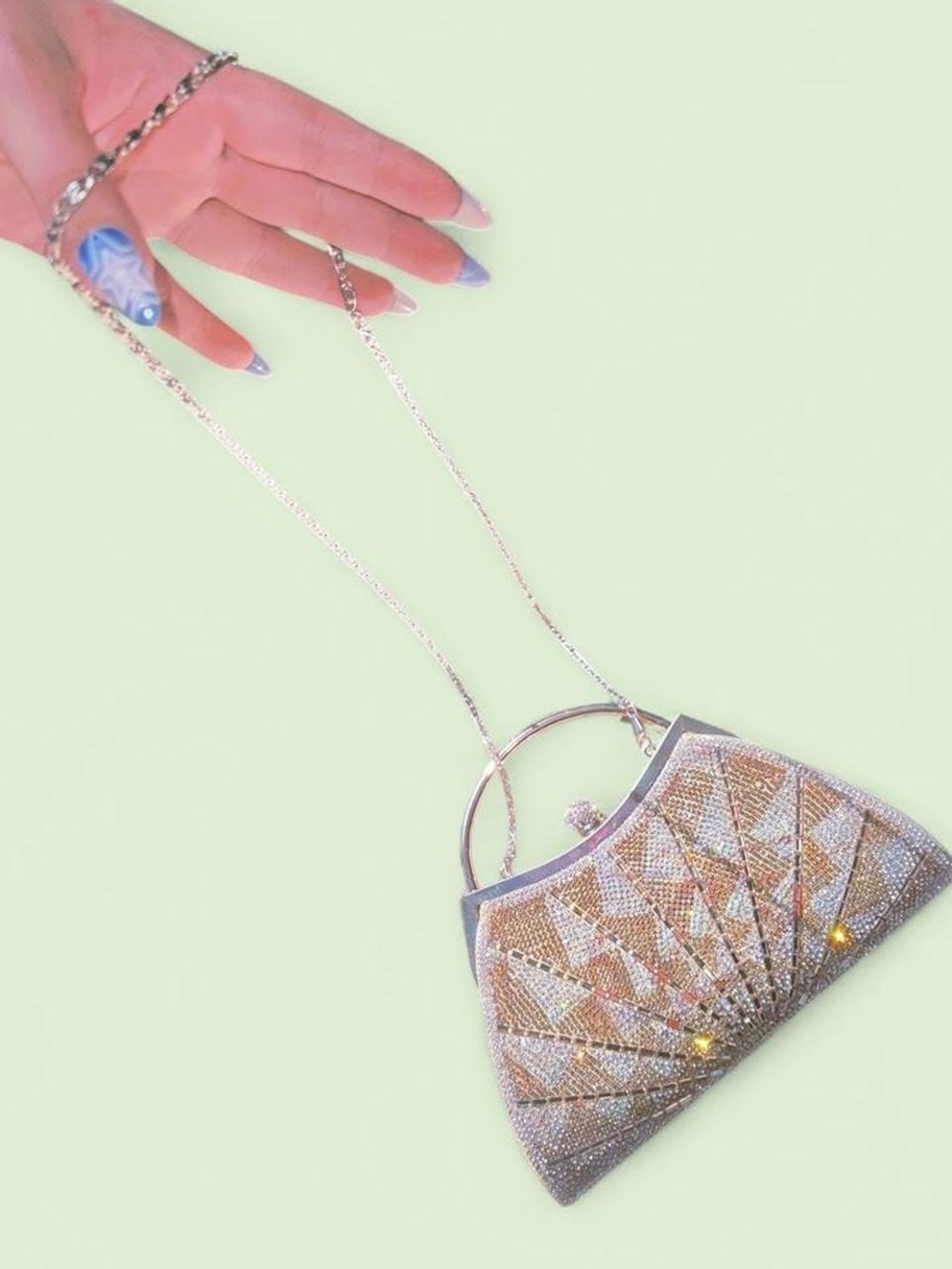 Vintage Gold and Silver Crystal Evening Clutch - Picture 5 of 6